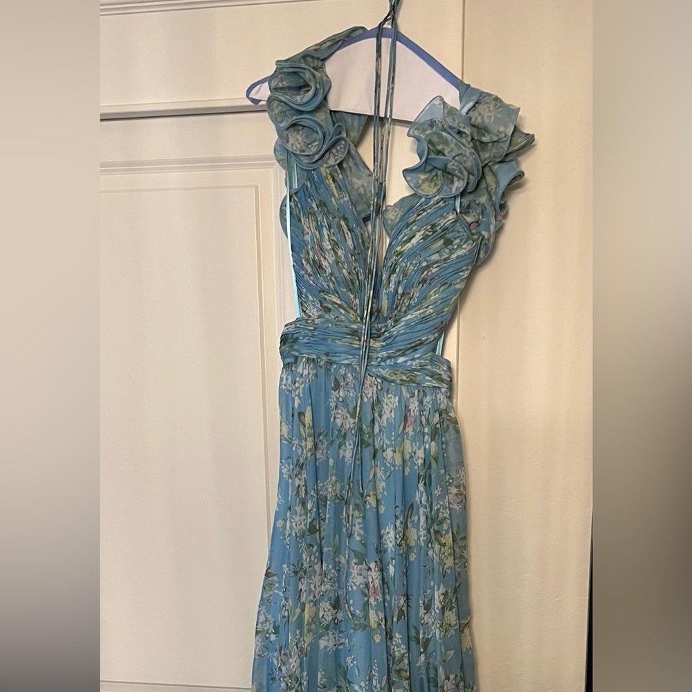 Mac Duggal floral chiffon cutout ball gown!